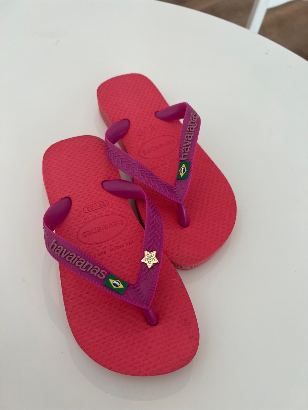 Havaianas Kids Hot Pink Flip Flops with Purple Straps